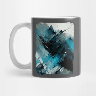 Abstract painting in cyan, blue gray and black Mug